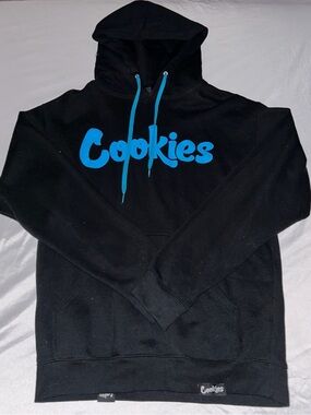 Authentic Cookies Black Hoodie with Blue Logo Sz S NWOT